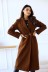 long-sleeved lapel double-breasted solid color woolen coat NSHFC139487