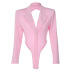 backless slim long-sleeved lapel solid color jumpsuit NSHTL139505