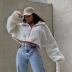 zipper solid color long sleeve loose stand-collar jacket NSHTL139508