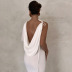 single-long sleeve backless v neck slim solid color dress NSHTL139510