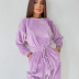 round neck long sleeve high waist casual solid color jumpsuit NSSQS139518