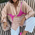 splicing fake two-piece long-sleeve loose color contrast satin shirt NSSQS139520