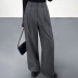 pantalones de traje de color liso drapeados de pernera ancha y cintura alta NSSQS139523