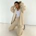 ong-sleeved hooded sports high waist solid color fleece sweater coat and pant suit NSSQS139525