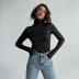 simple casual high-necked slim long-sleeved solid-color knitted top NSSQS139526