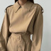 lapel high waist long sleeve loose solid color jumpsuit with belt NSSQS139527