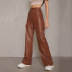 casual high waist wide-leg solid color PU leather pants NSSQS139530