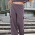 conjunto de sudadera y pantalón de color sólido de cintura alta suelta con cuello redondo de manga larga NSSQS139532