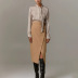 falda ajustada de cintura alta con botones en color liso NSSQS139534