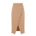 button solid color slim high waist skirt NSSQS139534
