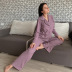 cálido pijama de punto de manga larga con solapa suelta color sólido rib pit strip se puede usar afuera NSMSY139535