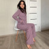 cálido pijama de punto de manga larga con solapa suelta color sólido rib pit strip se puede usar afuera NSMSY139535