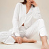 cotton button solid color long-sleeved loose pajamas set can be worn outside NSMSY139537