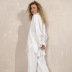 button solid color long sleeve lapel pajama two-piece set can be worn outside NSMSY139539