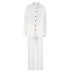 El conjunto de dos piezas de pijama de solapa de manga larga de color sólido con botones se puede usar afuera NSMSY139539