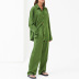 loose long sleeve lapel solid color imitation silk pajamas set can be worn outside NSMSY139541
