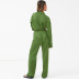 El conjunto de pijamas de seda de imitación de color sólido con solapa de manga larga suelta se puede usar afuera NSMSY139541