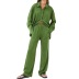 loose long sleeve lapel solid color imitation silk pajamas set can be worn outside NSMSY139541