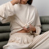 wide-leg loose long sleeve round neck solid color velvet pajamas can be worn outside NSMSY139542