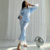 Loose long sleeve lace-up Imitation Silk Feather Pajamas set can be worn outside NSMSY139543