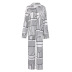 long-sleeved loose lapel striped imitation silk pajamas set can be worn outside NSMSY139544