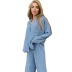 conjunto de dos piezas de pijama de color sólido de cintura alta suelta de manga larga NSMSY139547