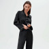 long-sleeved lapel high waist solid color imitation silk pajamas set NSMSY139549