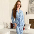 loose long sleeve lace-up floral print pajamas set NSMSY139552