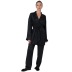 long sleeve v neck lace-up loose solid color imitation silk pajamas set NSMSY139554