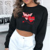 short long-sleeved loose heart print sweatshirt NSOSY139584