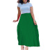 pleated solid color large swing high waist skirt NSGML139598