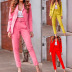 Long-sleeved high waist slim solid color suit and pant set NSJZC139603