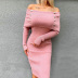 one-shoulder long-sleeved slim high waist solid color knitted dress NSJZC139608