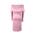 one-shoulder long-sleeved slim high waist solid color knitted dress NSJZC139608