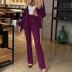 conjunto de pantalón y blazer ajustado de color liso de cintura alta y manga larga con costuras NSJZC139614