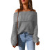 one-shoulder loose long sleeve off-the-shoulder solid color sweater NSSYV139618
