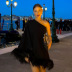 One shoulder long sleeve solid color hairy hem cape dress NSAFS139620