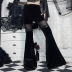 Gothic Stitching Slim High Waist solid color Flared Pants NSGYB139622