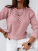 jacquard hollow stitching round neck long sleeve solid color sweater NSNHYD139631