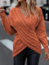 V-neck cross jacquard slim long sleeve casual solid color sweater NSNHYD139632