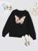 Round Neck Long Sleeve Loose Flower Butterfly Print Sweatshirt NSSYD115299