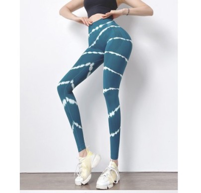 Pantalones De Yoga De Secado Rápido Con Cintura Alta Y Teñido Anudado NSXER79915