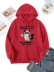 Staying Up Late Cat Print Fleece Thermal Pocket Long-Sleeve Hoodie NSSYD115345