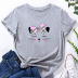Cat Bow Print Loose T-Shirt NSYAY115428
