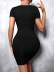 Short Sleeve Square Neck Slit Slim Solid Color Dress NSYSQ115353