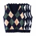 Retro V-Neck Rhombus Knitted Waistcoat NSZQW115374