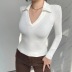 Sexy Deep V Brushed Tight Long-Sleeved Top NSZQW115378
