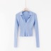 Long-Sleeved Slim V-Neck Short Solid Color Sweater NSZQW115383