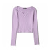V-Neck Threaded Slim Long-Sleeved Solid Color Knitted Sweater NSZQW115385