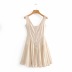 Retro Square Neck Single-Breasted Ruffle Sleeveless Rayon Dress NSZQW115388